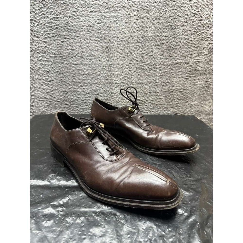 Cesare Paciotti Leather Lace-Up Oxford Dress Shoes Brown Mens Size 7.5 UK‎